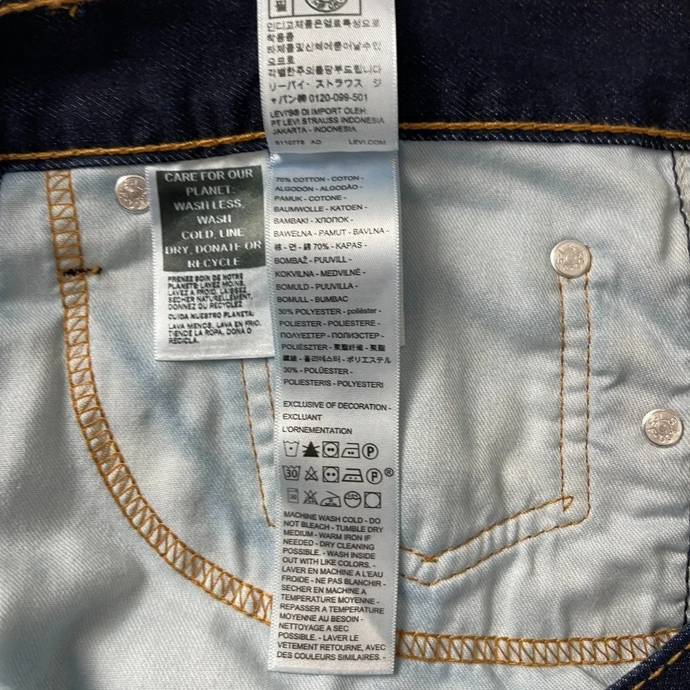 Levis 513 Jeans Mens 38x32 Blue Slim Straight Jeans Indigo Denim Preppy Grunge